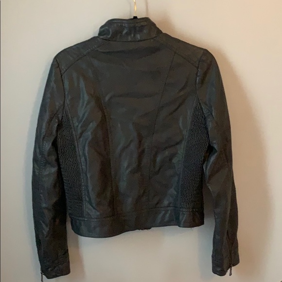 Grey Faux Leather Jacket - Picture 2 of 2